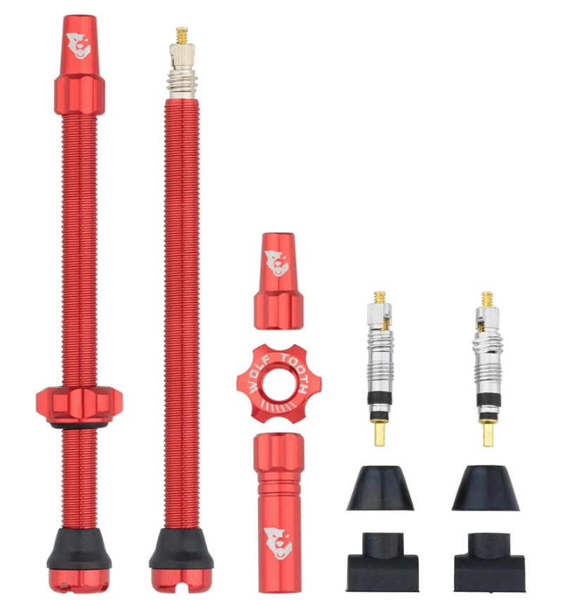 Wolf Tooth 80mm Tubeless Valve Stems in Red